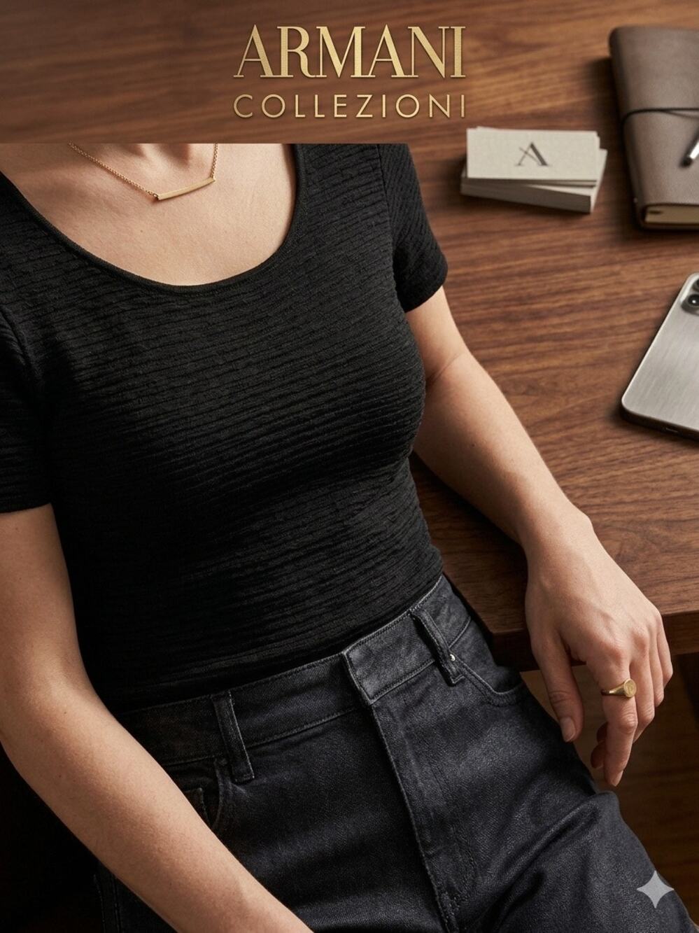 Armani Collezioni Ribbed Scoop Neck Top